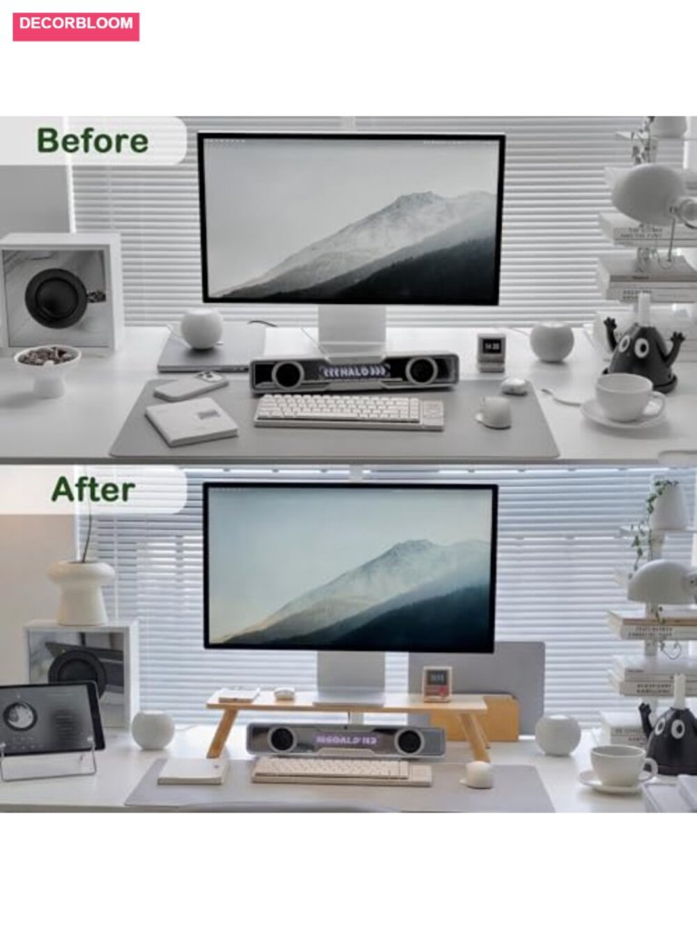Bamboo Monitor Stand Riser with Cable Routing Slot, Ergonomic Desk Organizer - Picture 4 of 6